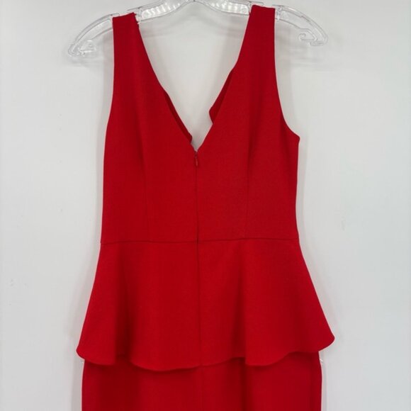 Eliza J Women s VNeck Ruffle Midi Sheath Dress Red Size 6 - Picture 4 of 10